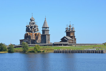 Ancient Kizhi in autumn in sunny day, Russia