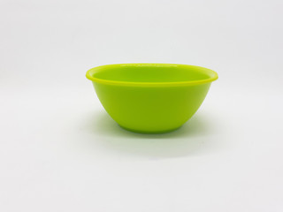 Colorful Green Plastic and Plate Bowl for Cooking Kitchen Appliances Series in White Isolated Background