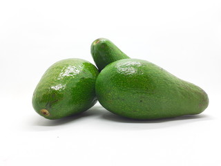 Organic Healthy Natural Green Avocado Fruits in White Isolated Background