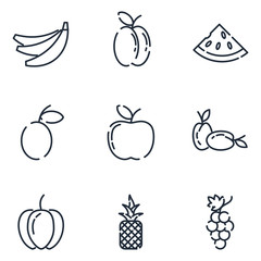 fresh fruit set icon template color editable. fresh fruit pack symbol vector sign isolated on white background icons vector illustration for graphic and web design.