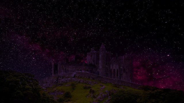 The milky way and shooting stars over the Rock of Cashel in County Tipperary, Ireland. Also known as Cashel of the Kings and St. Patrick's Rock.