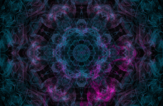 Violet, blue, pink and black. Abstract ocultism esoteric magic mandala