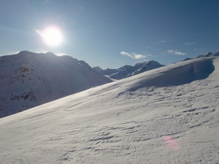 beautiful skitouring day in otztal alps in austria