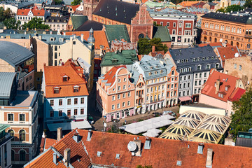 Naklejka premium The Aerial View of Riga Old Town, Latvia