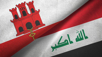 Gibraltar and Iraq two flags textile cloth