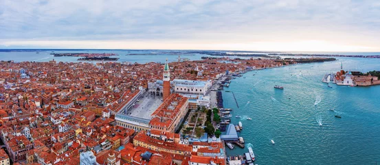 Rolgordijnen San Marco Quarter with St. Mark's square Aerial Venice Italy © espiegle