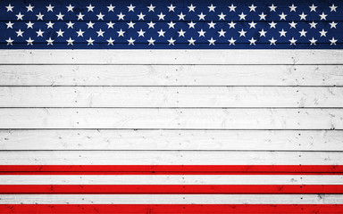 USA background. USA flag elements on wooden backdrop.
