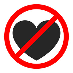 Stop love sign isolated. Forbidden of love sign.