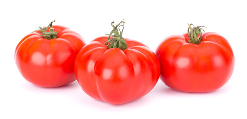 Red Ripe Fresh Whole Three Tomato Isolated On White Background Close-Up