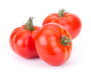 Red Ripe Fresh Whole Three Tomato Isolated On White Background Close-Up