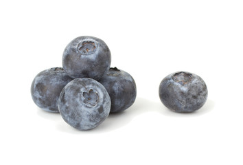 Fresh blueberries isolated on white background closeup