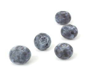 Fresh blueberries isolated on white background closeup
