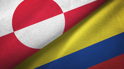 Greenland and Colombia two flags textile cloth, fabric texture