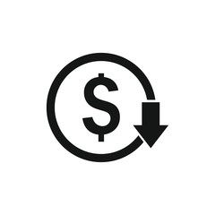 Cost reduction icon. Dollar Down Icon vector. Mail Icon Symbols vector. symbol for web site Computer and mobile vector.