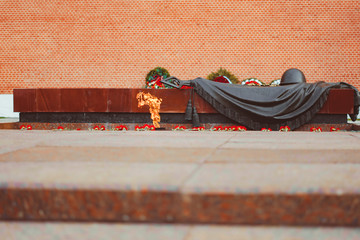 eternal flame in Moscow on the grave of the unknown soldier