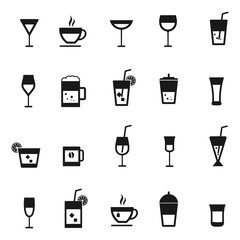vector drink icons set black on white background