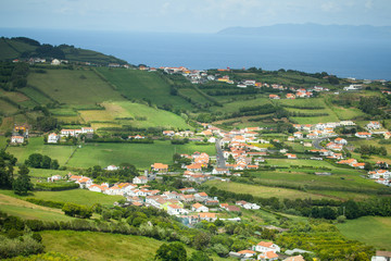 Aerial view of Faial island, Azores