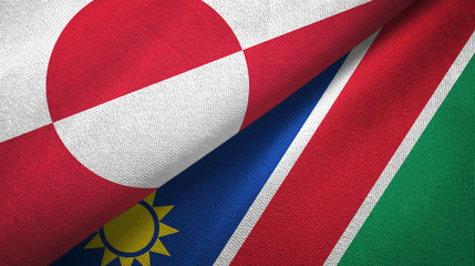 Greenland and Namibia two flags textile cloth, fabric texture