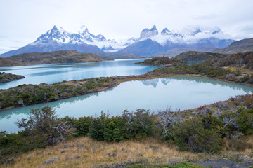 View before dawn of the Torres del Paine mountains, Torres del Paine National Park, Chile