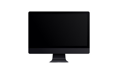 Blank screen LCD monitor space grey imac pro style computer mockup. Realistic illustration isolated on white background for website preview; presentation etc. Vector EPS.