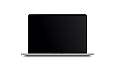 Blank screen LCD monitor silver macbook pro style computer mockup. Realistic illustration isolated on white background for website preview; presentation etc. Vector EPS.