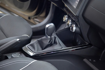 Obraz na płótnie Canvas Automatic transmission of the car. Interior of the car.