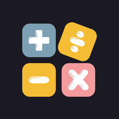 Obraz premium Calculator icon. Calculator keys vector web icon isolated on black background, EPS 10, top view.