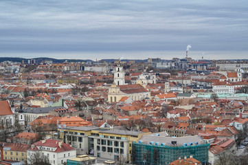 Obraz premium Panoramic aerial view of Vilnius city from the Hill of Three Crosses. Lithuania