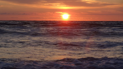 Sunset on the German North Sea beach in summer
