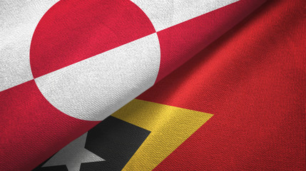 Greenland and Timor-Leste East Timor two flags textile cloth, fabric texture
