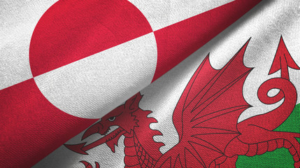 Greenland and Wales two flags textile cloth, fabric texture