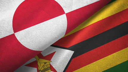 Greenland and Zimbabwe two flags textile cloth, fabric texture