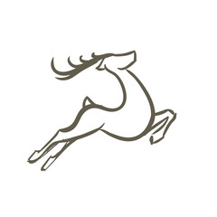 Naklejka premium Reindeer doodle art - Santa Claus Magic Christmas reindeer fly jump - in the sky - Holiday decoration drawing sketch cartoon deer - Deer doodle vintage animal - Winter