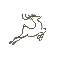 Reindeer doodle art - Santa Claus Magic Christmas reindeer fly jump - in the sky - Holiday decoration drawing sketch cartoon deer - Deer doodle vintage animal - Winter
