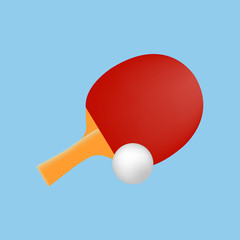 Ping Pong. Two rackets for playing table tennis. Ping-pong rackets and ball vector web icon isolated on white background, EPS 10, top view