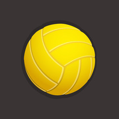 Volleyball ball . Yellow volleyball ball isolated on black background. Leather ball for beach volleyball or water polo. 