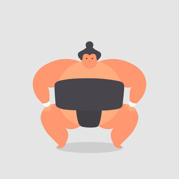 Sumo. Sumo wrestler flat character isolated on white.