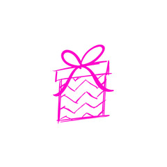 Gift box doodle - Present - art - ribbon party Christmas holiday - Birthday surprise magic