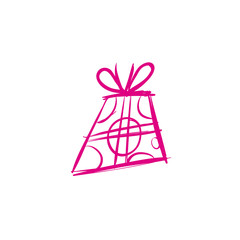Gift box doodle - Present - art - ribbon party Christmas holiday - Birthday surprise magic
