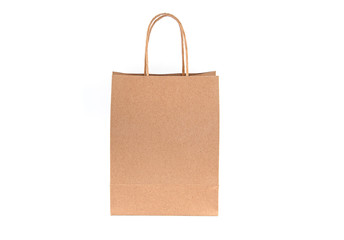 Paper Bag, empty Bag, Handle isolated on white Background	