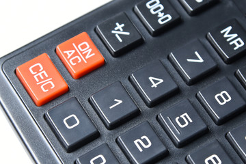 Calculator buttons close up. Buttons with numbers on the electronics device