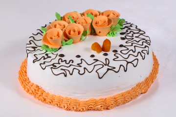 Cake with cream flowers
