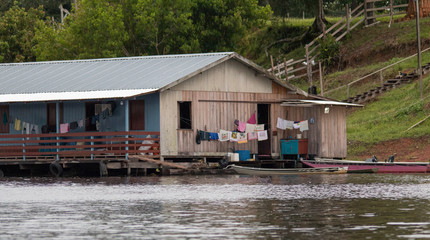 Local living houses in the Amazon region, Brazil, South America