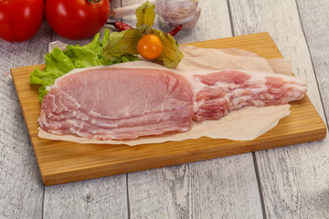 Raw pork bacon