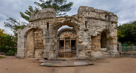 Temple of Diana, a 1st century Roman monument housed a monastery in the Middle Ages, in Nimes,...