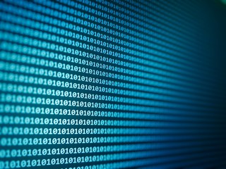 Fototapeta premium Abstract Blue Technology Background. Binary Computer Code. Programming / Coding / Hacker concept.