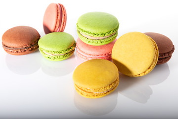 Famous macaroon cookies isolated on white background