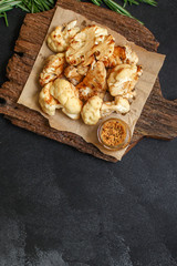 cauliflower grilled (fried grill vegetables or snack salad cabage) menu concept. food background. copy space. Top view