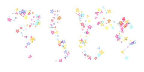 Cherry blossom decorations. Simplistic floral ornate design elements.