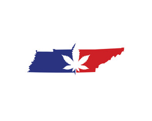 Tennessee Map With Cannabis Leaf Logo Vector 001